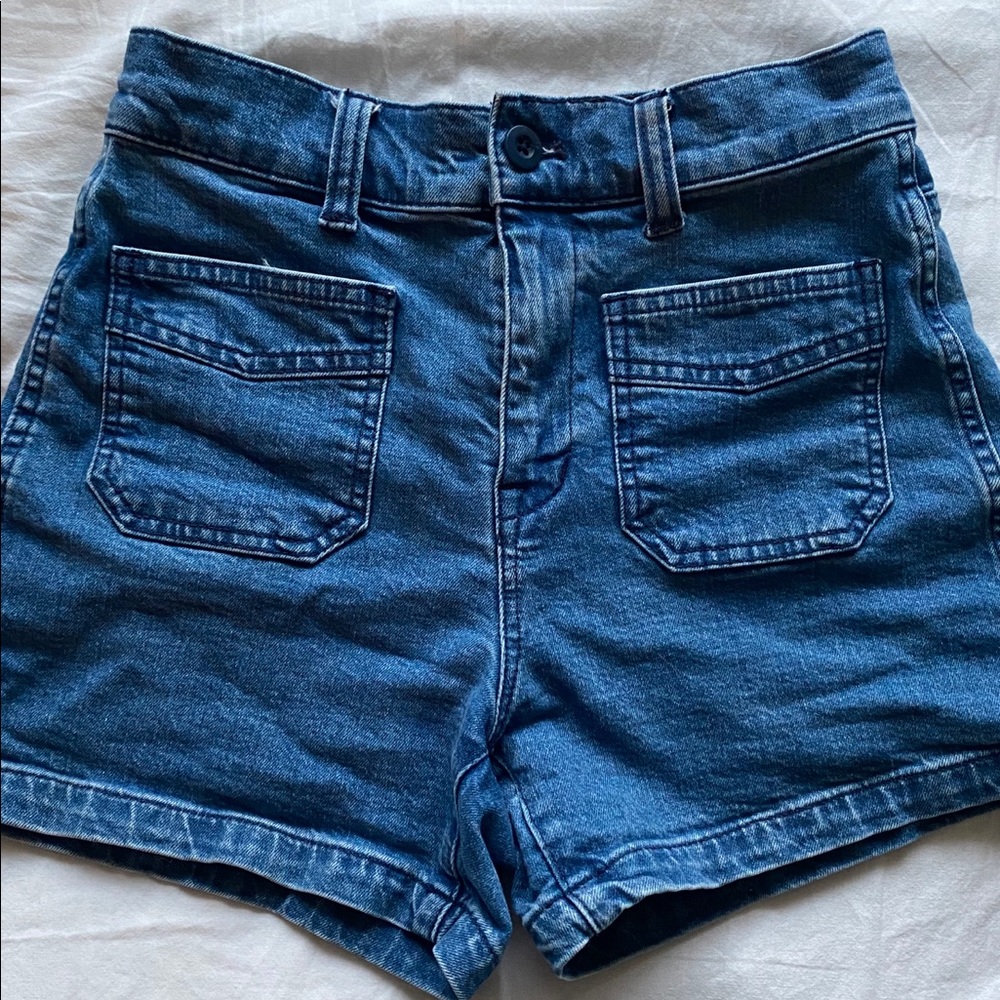High rise denim shorts
